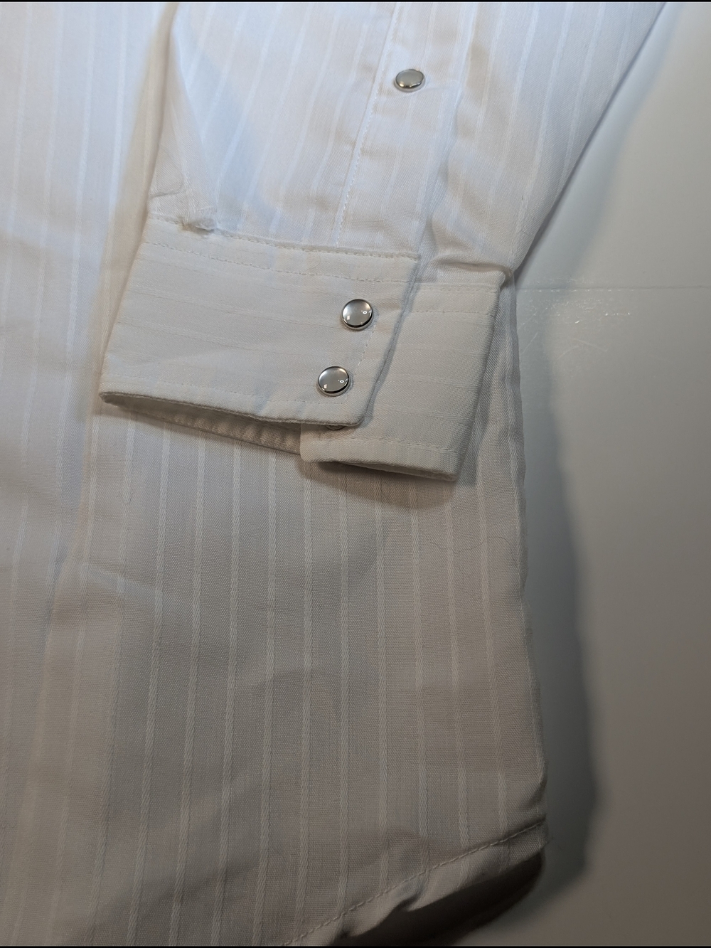 Vintage H Bar C Western Shirt Mens White Tonal Stripe Pearl XL - Picture 3 of 8